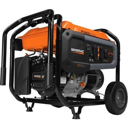 GENERAC Portable Generator, Gasoline, 6,500 W Rated, 8,125 W Surge, Recoil Start, 120/240V AC, 27 A A 7690
